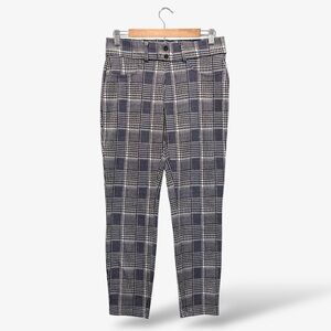 Tahari Blue Plaid Pull On Pants Skinny Leg Stretch Waist, Size M